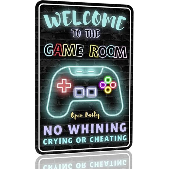 Gaming Room Metal Sign Gamer Wall Decor For Boys Game Room Bedroom Gamers - Picture 3 of 7